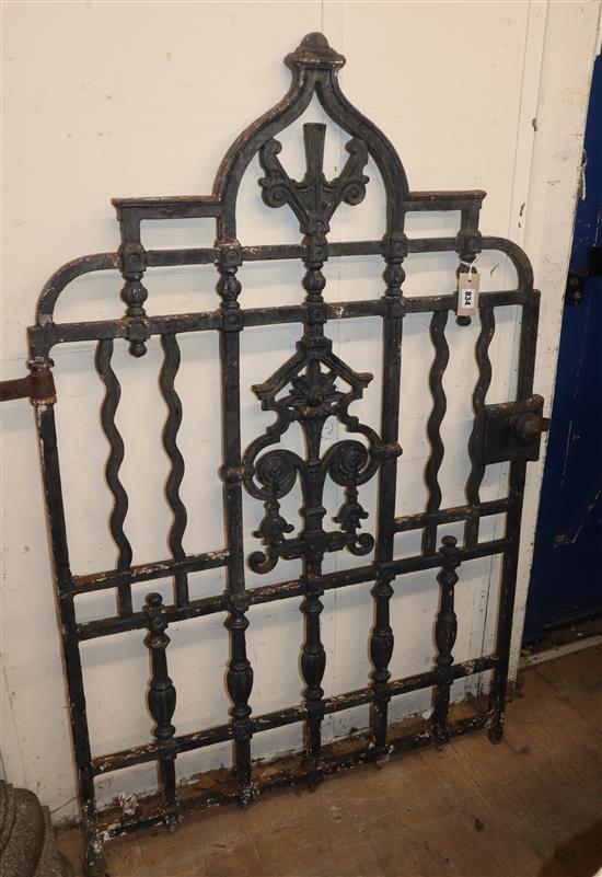 A Victorian cast iron garden gate W.90cm, H.135cm